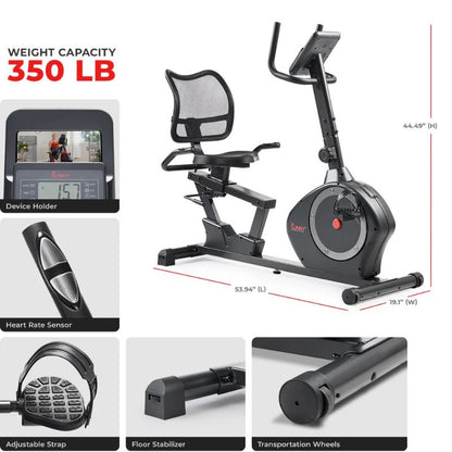 Sunny Smart Magnetic Heavy Duty Recumbent Bike