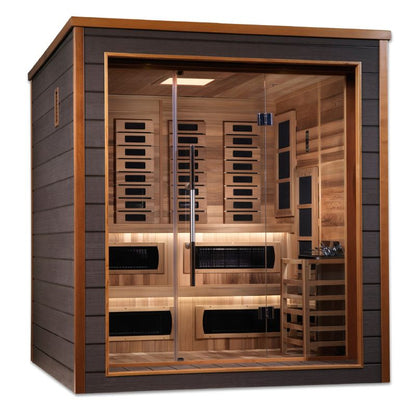 Karlstad 6 Person Outdoor-Indoor PureTech™ Hybrid Full Spectrum Sauna (GDI-8226-01) - Canadian Red Cedar Interior