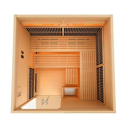 Golden Designs 2025 Toledo GDI-8360-01 6 Per Hybrid Sauna (Indoor). Full Spectrum and Harvia Traditional Stove