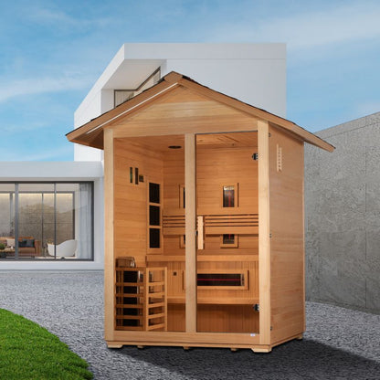GoldenDesign GDI-8123-01 "Carinthia" 3 Person Hybrid Outdoor Sauna - Canadian Hemlock