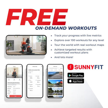 Sunny Premium Smart Programmable Electro-Magnetic Resistance Recumbent Elliptical Cross Trainer