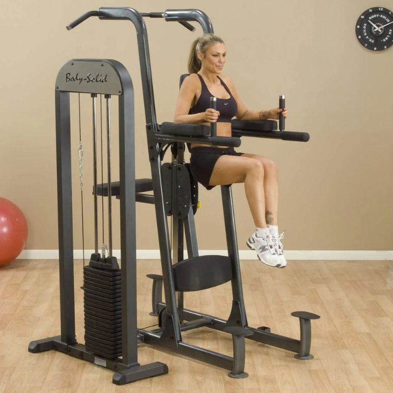 Body-Solid Pro Select Weight Assisted Chin-Dip Machine in Black