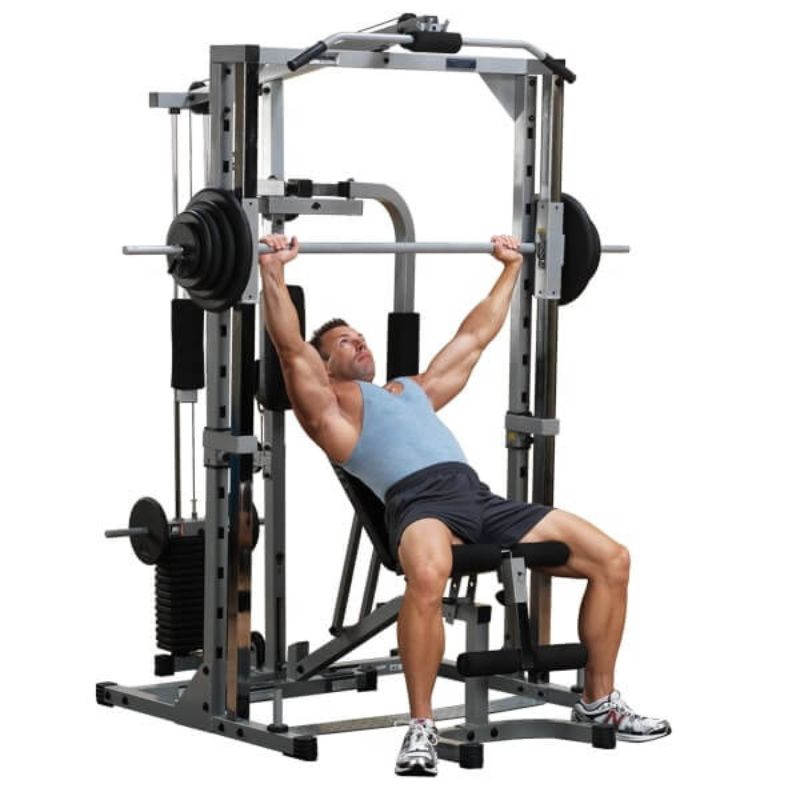 Body-Solid Powerline Smith Machine Gym Bundle in Silver