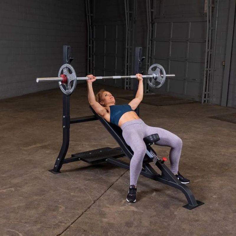 Body-Solid Pro Clubline Olympic Incline Bench in Black