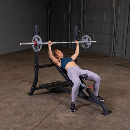 Body-Solid Pro Clubline Olympic Incline Bench in Black