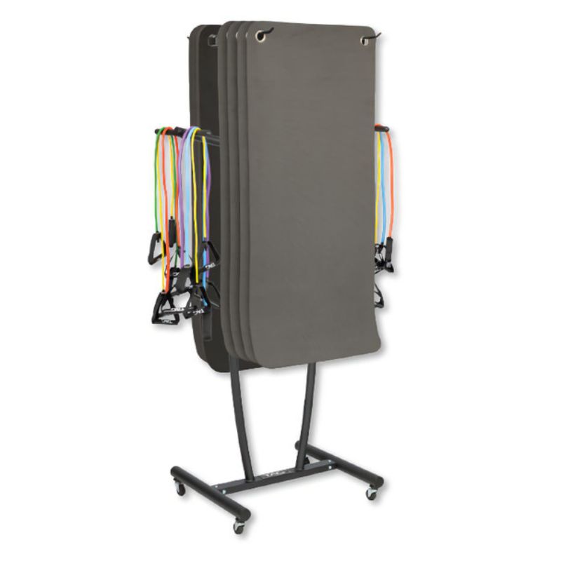 TAG Fitness Exercise Mat Rack with Wheels in Black