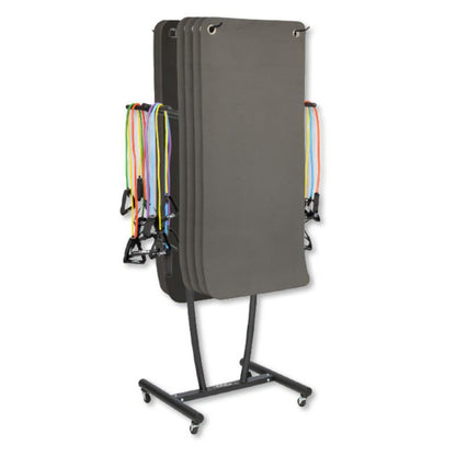 TAG Fitness Exercise Mat Rack with Wheels in Black